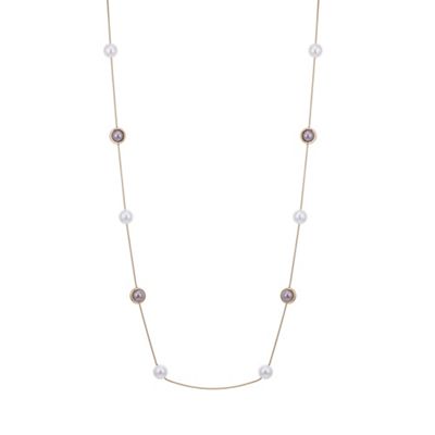 Gold and grey pearl rope necklace